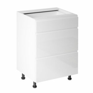 ASPEN D60S3 virtuvės spintelė (Blizgus baltas/Baltas) #1