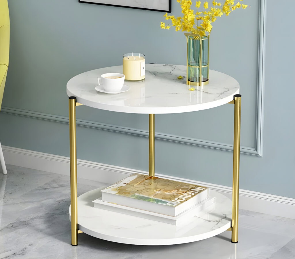 AVIONIC apvalus staliukas (Balto marmuro raštas)