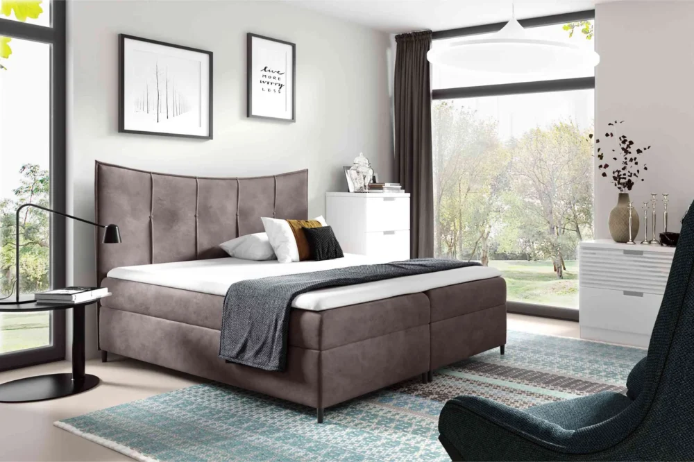 Continental lova "BERGAMO" su įmontuotu čiužiniu ir antčiūžiniu rudos spalvos