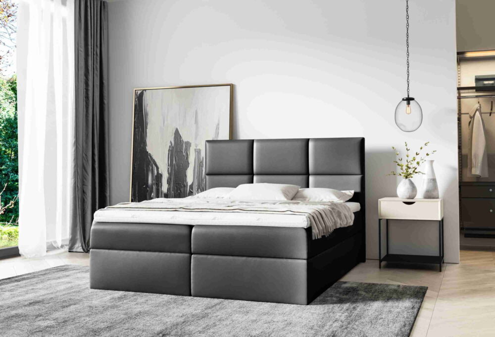 Continental lova "IMBIR" su įmontuotu čiužiniu juodos spalvos