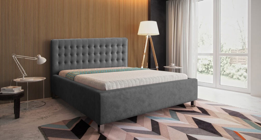 LOZKO-V 140 (II gr.) lova (Vogue-16) pilkos spalvos interjere