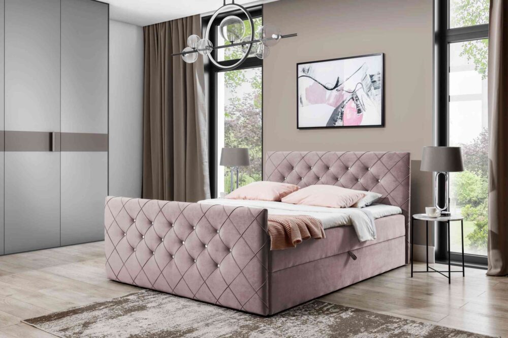 Continental lova "MALAGA" su įmontuotu čiužiniu pelenų rožės spalvos