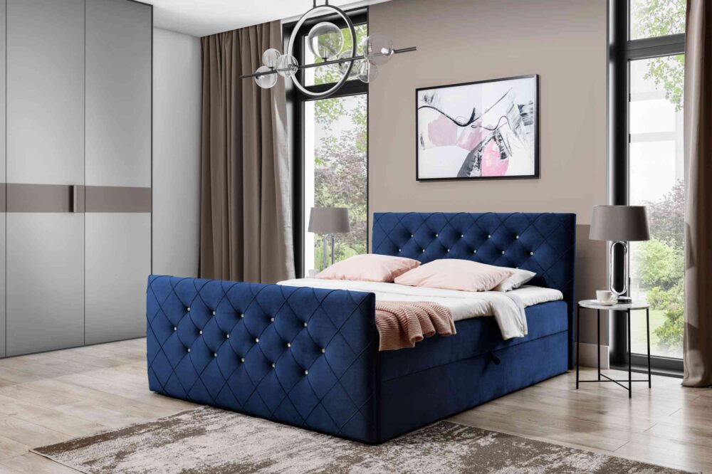 Continental lova "MALAGA" su įmontuotu čiužiniu mėlynos spalvos