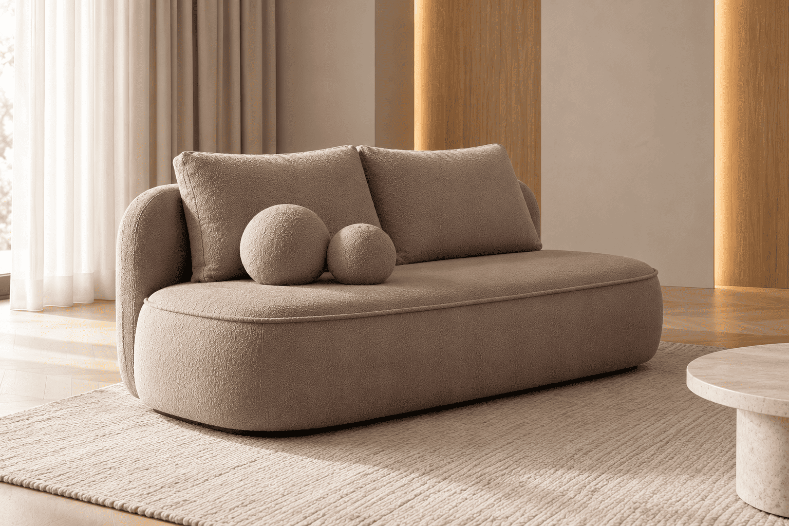 TEDDY sofa-lova be dekoratyvinių apvalių pagalvėlių (Bubble-04)