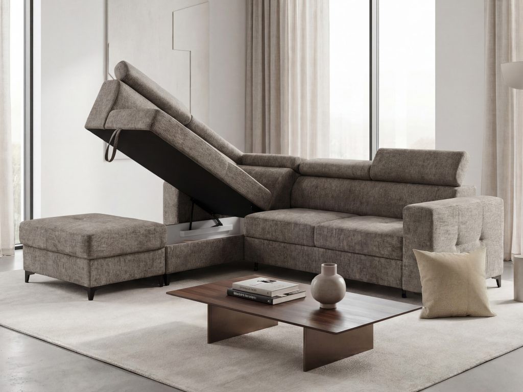 DORIAN (II gr.) minkštas kampas (Toro-45) K atidaryta patalynės dėžė