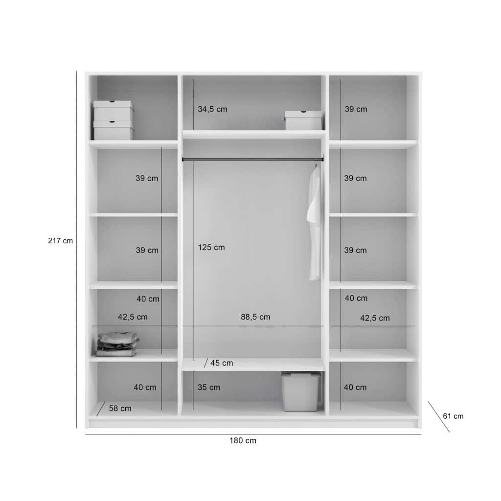 NICEA 180 spinta su veidrodžiu (Glina) išmatavimai