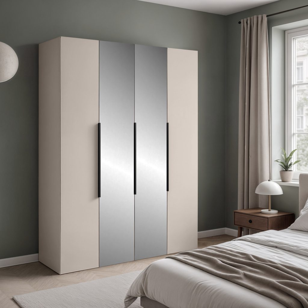 NICEA 180 spinta su 2 veidrodžiais (Kaszmir) kreminės spalvos