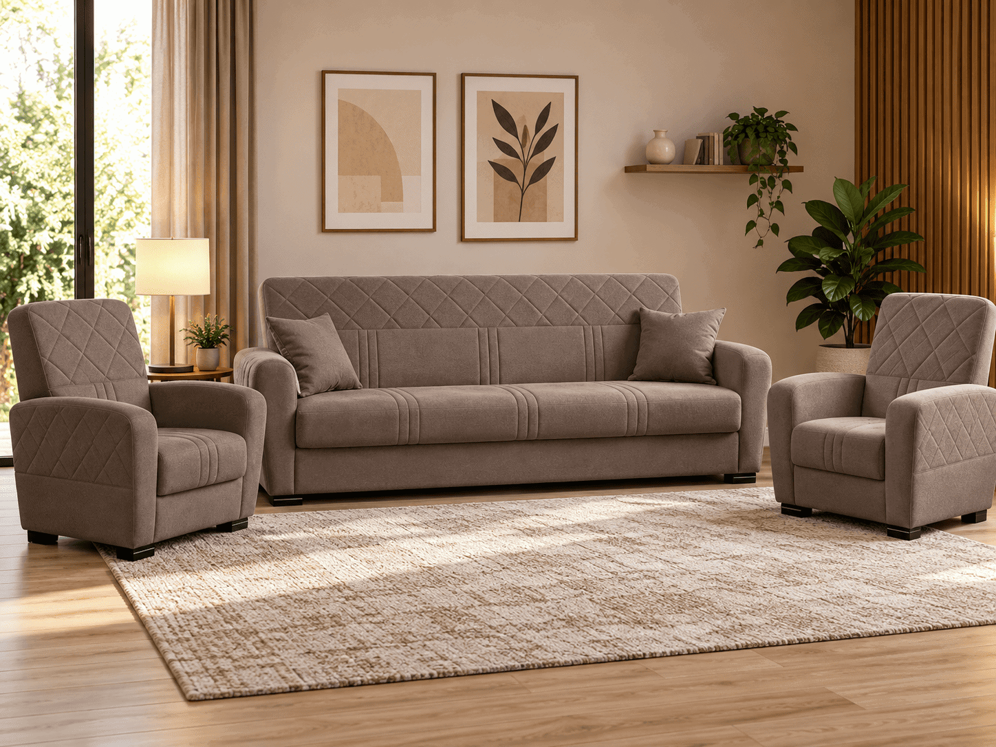 SAVONA (II gr.) sofa-lova + 2 foteliai (Whisper-05) maksobaldai