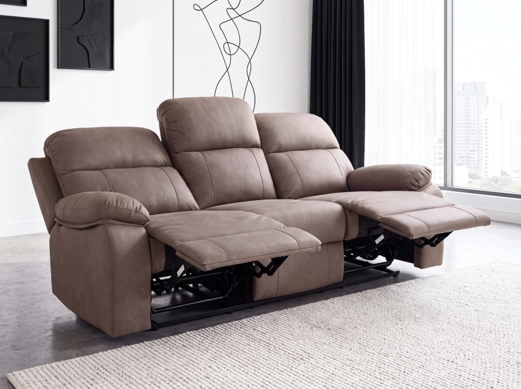 ARISTOCRAT-III (III gr.) trivietė sofa-reglaineris (K10-363 Šviesiai rudas)