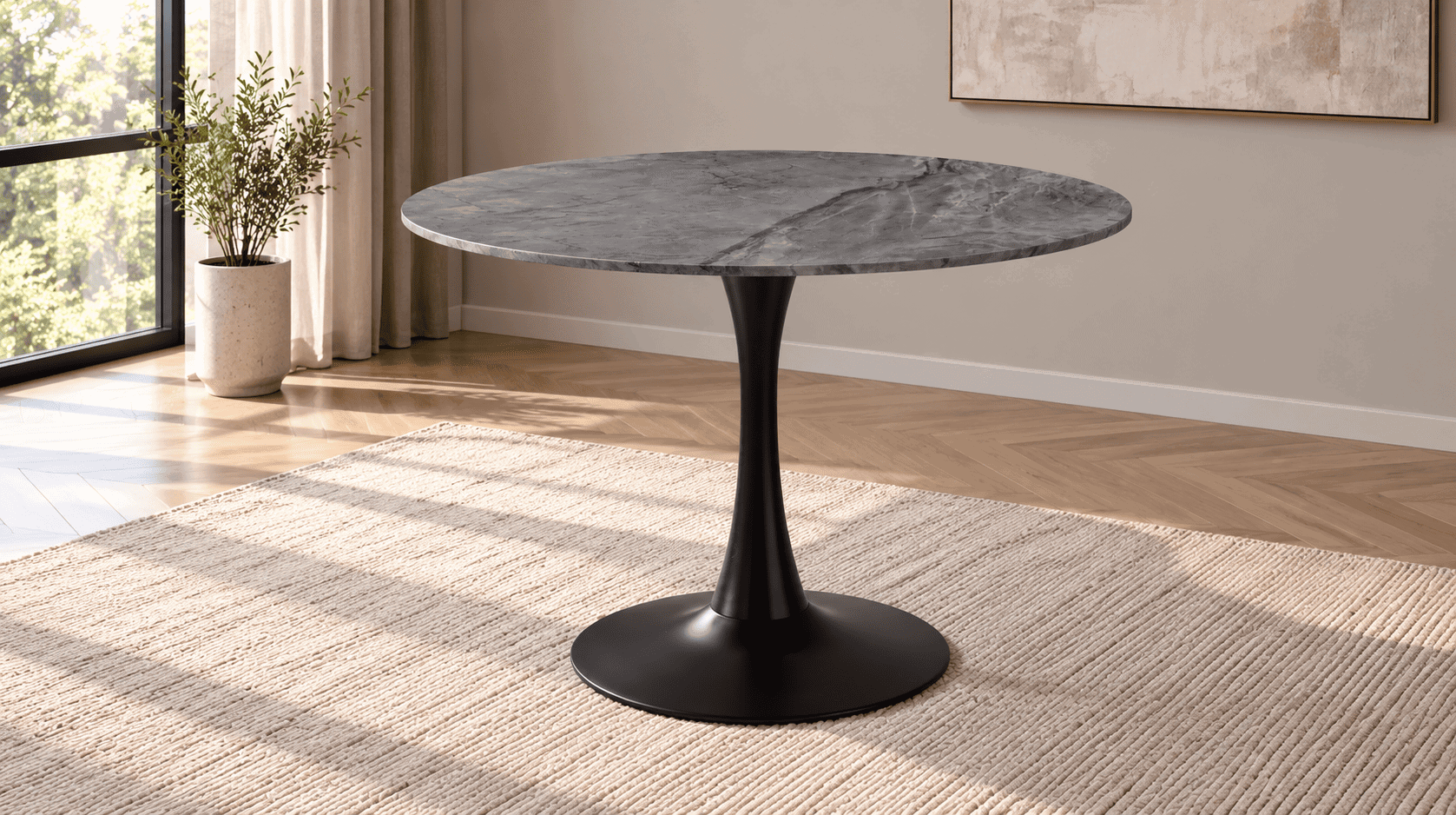 LAURUS apvalus stalas (Rebecca Grey Marble) 03