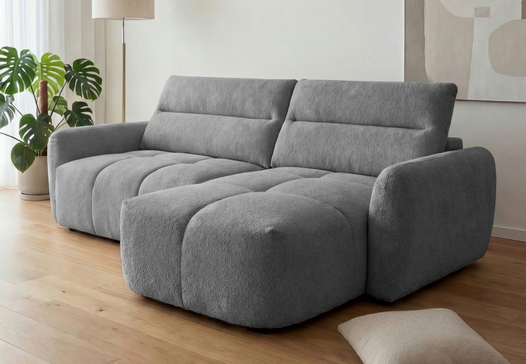 NUTI (II gr.) minkštas kampas su elektrine funkcija (Monte-90) D dešinė pusė pilkos spalvos