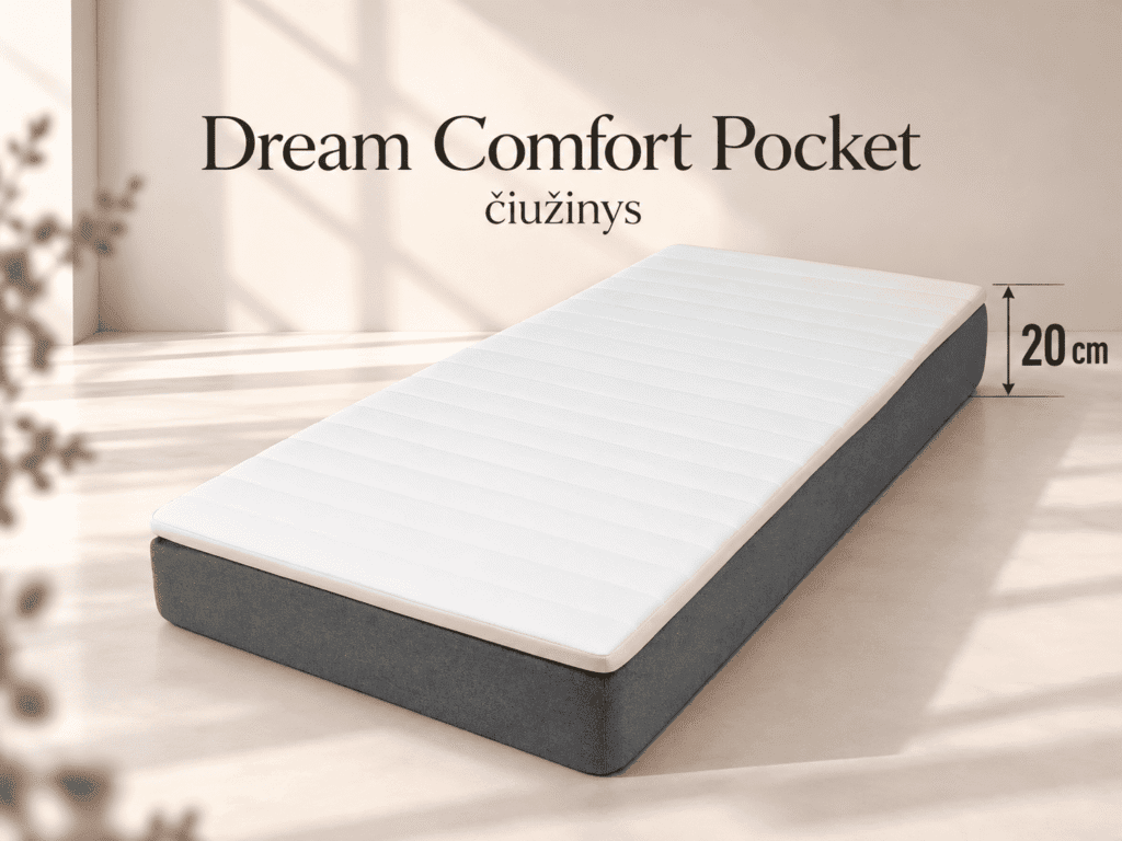 Čiužinys Dream Comfort Pocket iš priekio maksobaldai