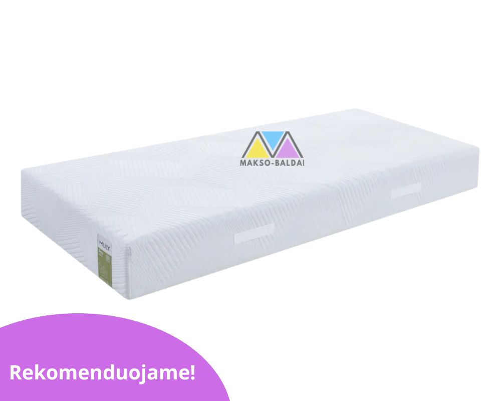 Čiužinys Mlily Pro vidutinio minkštumo baltame fone maksobaldai