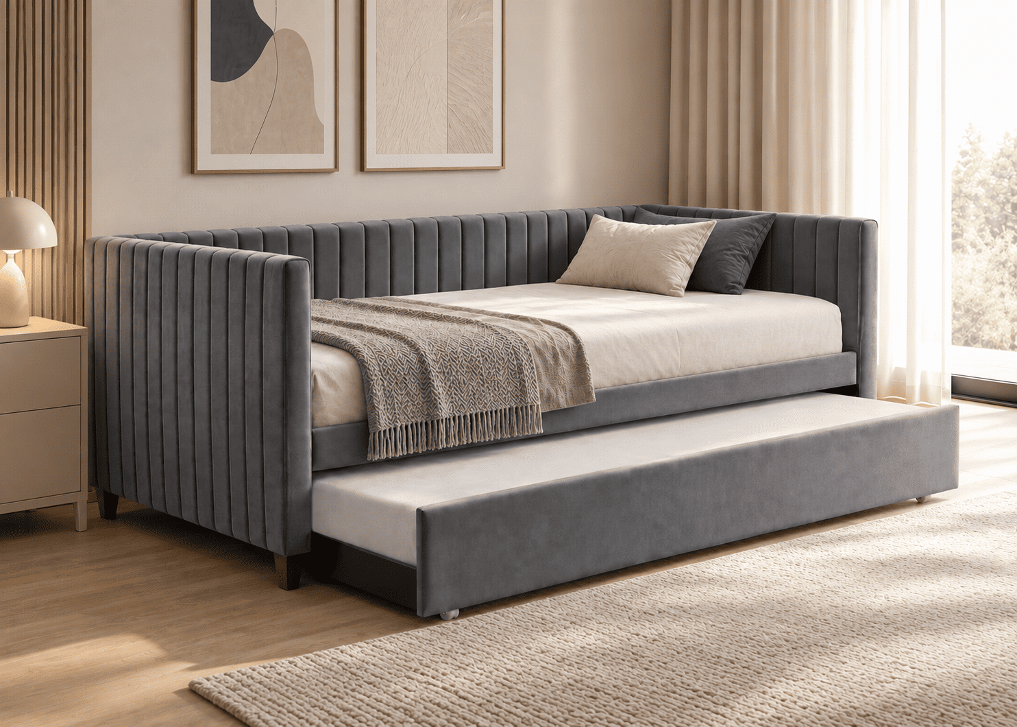 Lova DELINE 90x200 pilka interjere