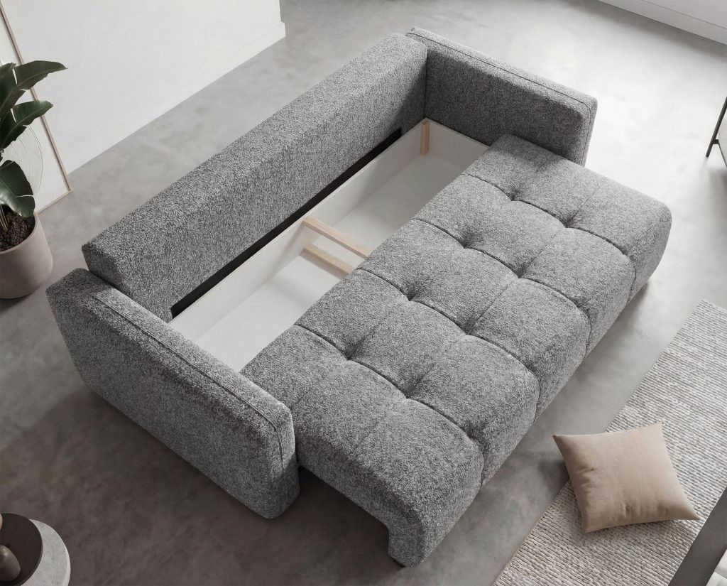 LONDON-3R (V gr.) sofa-lova (Trivello-35) atidaryta patalynės dėžė