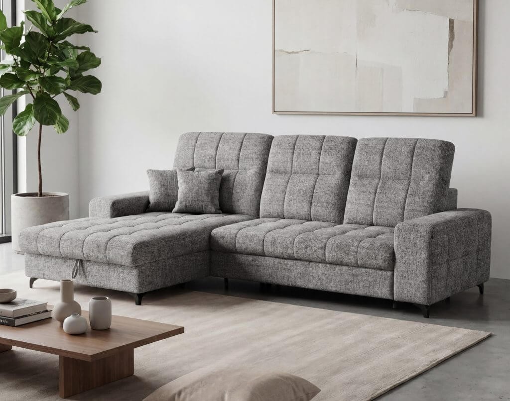 SANTORINI-N (IV gr.) minkštas kampas (Bella-15) K kairės pusės pilka