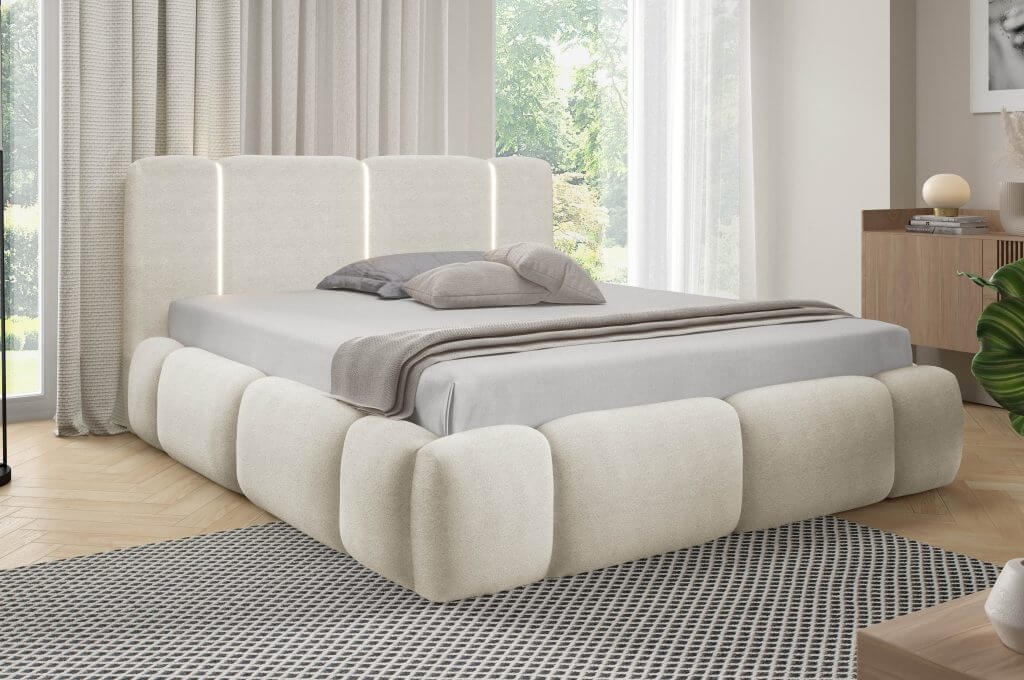 BIANCO 180 (III gr.) lova su LED apšvietimu (Lambi-01) interjere