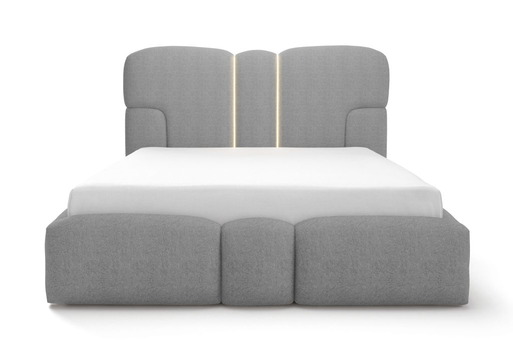 MONTI 160 (IV gr.) lova su LED apšvietimu (Doha-16) pilkos spalvos iš priekio