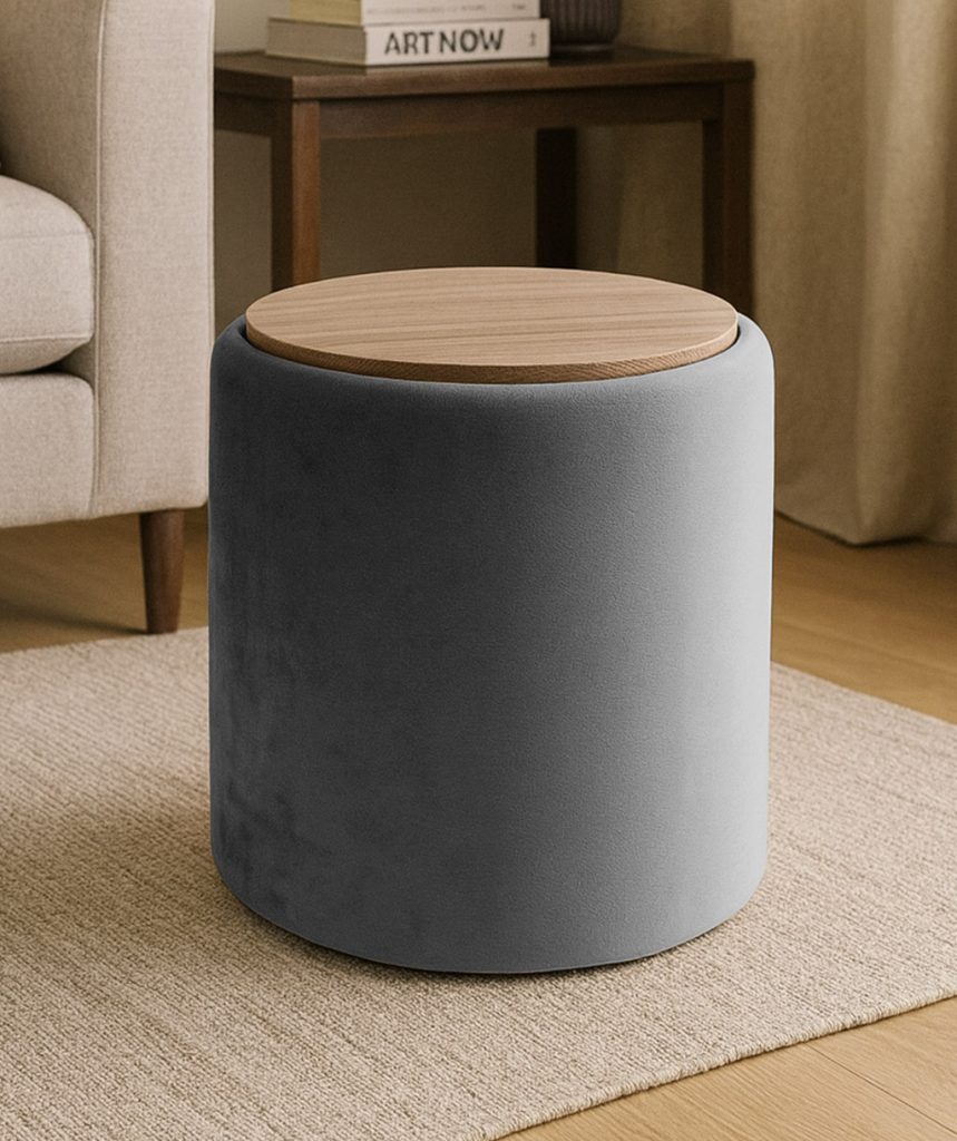 MELLIX (II gr.) apvalus pufas su padėklu (Velvet #17) 1