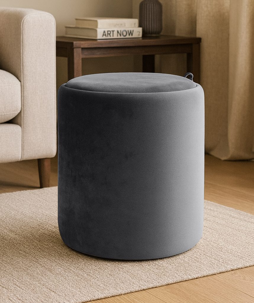 MELLIX (II gr.) apvalus pufas su padėklu (Velvet #18) 1