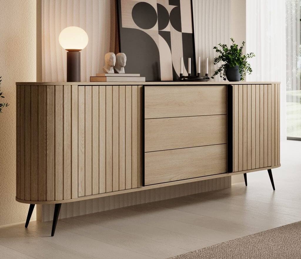 LOVI A komoda-indauja 2D3S šviesaus medžio spalvos su kojelėmis