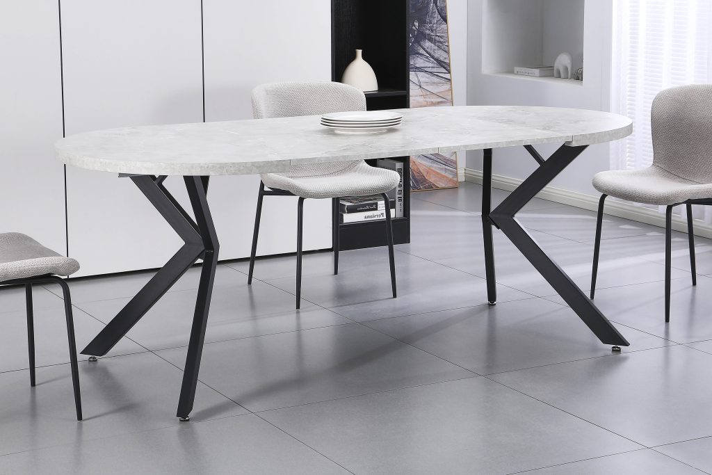 PERO-80 apvalus išskleidžiamas stalas (Grey Marble Melamine Nr.13) 8