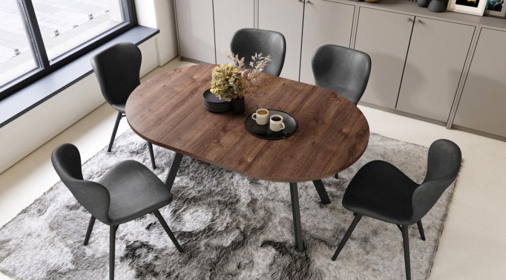 ALDO-90 apvalus išskleidžiamas stalas (Ruda) #3