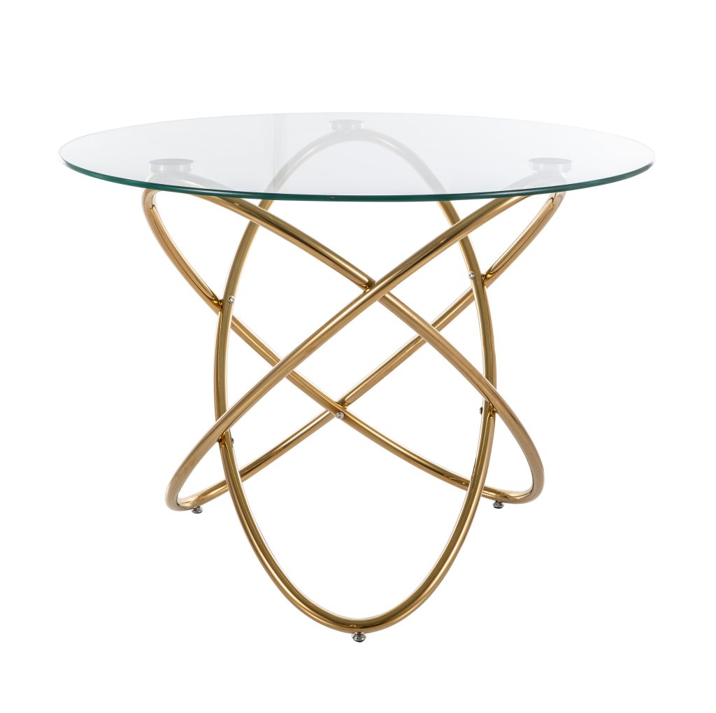 ORBIT FI-100 apvalus stiklinis stalas (Aukso spalvos kojos) #3