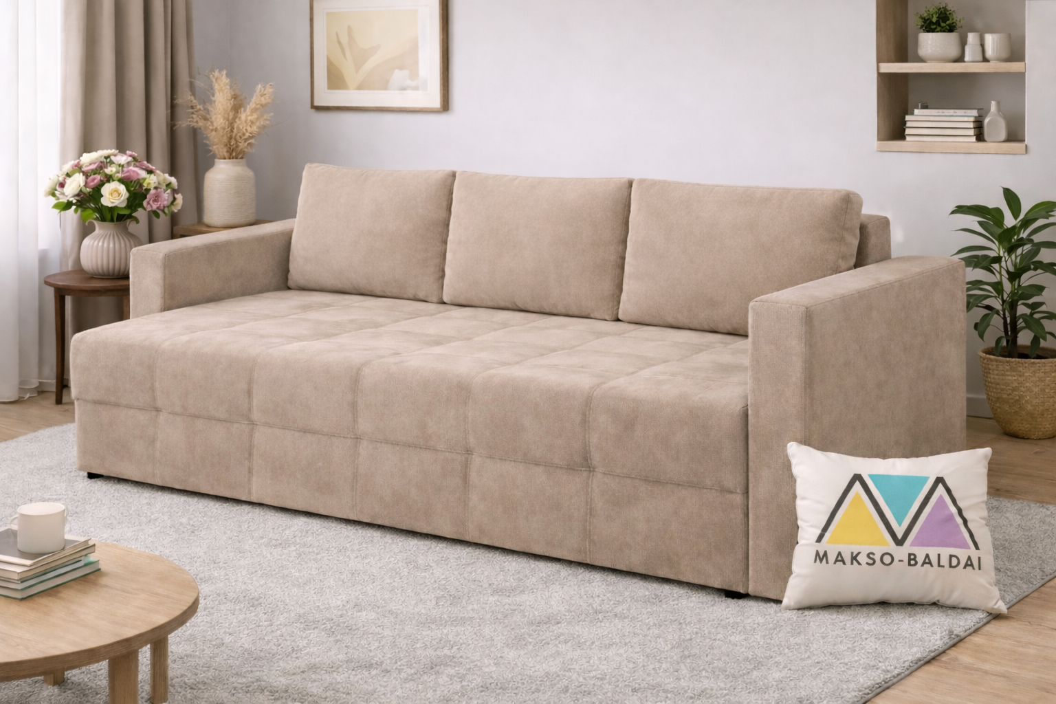 Sofa lova Martini smėlio spalva Makso Baldai