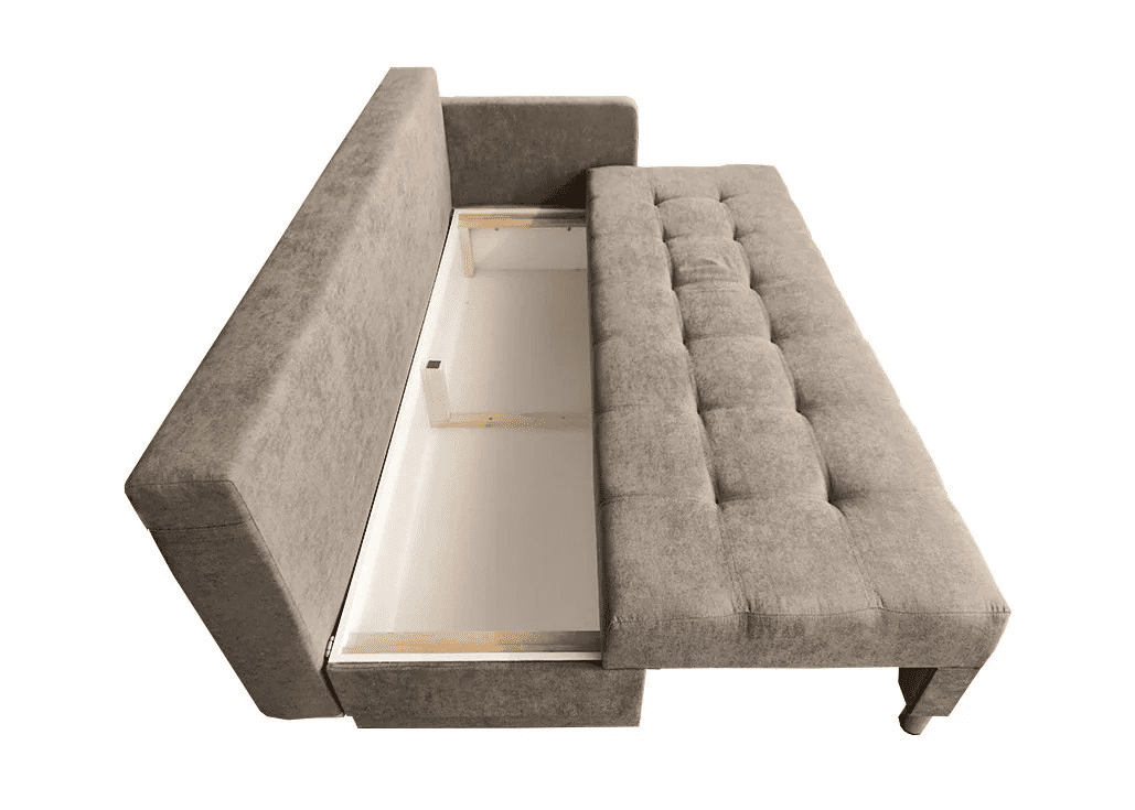 sofa-lova monica smėlio spalvos su patalynės dėže