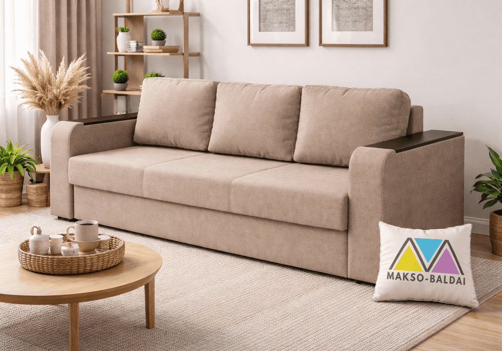 Sofa lova Moris Smėlio spalva Makso Baldai