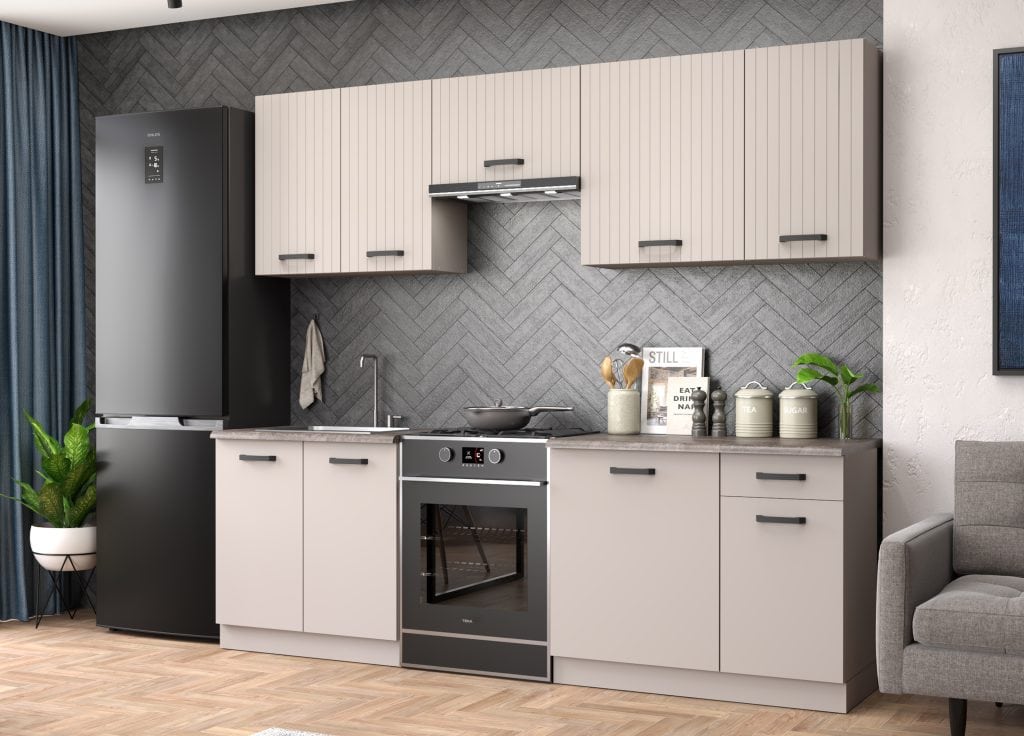 EDITA-240 virtuvės komplektas (Cashmere/Cashmere/Dark Atelier)