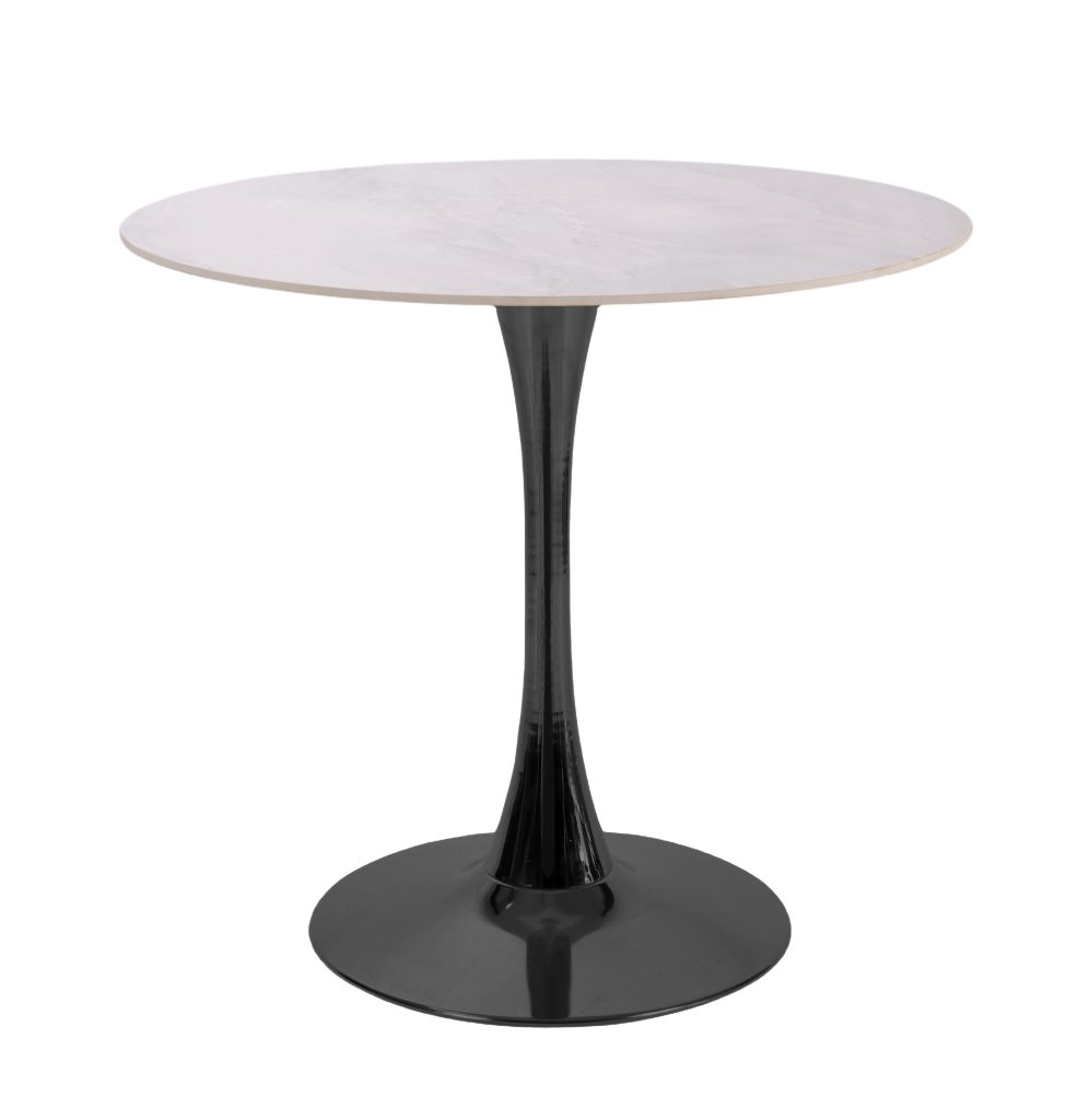 TICINO apvalus stalas (Baltas/Juodos spalvos koja)