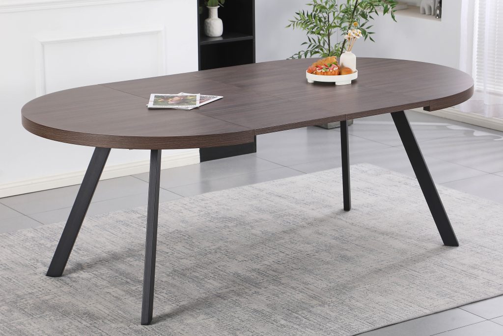 DOUGLAS apvalus išskleidžiamas stalas (LC048 Dark Wood)