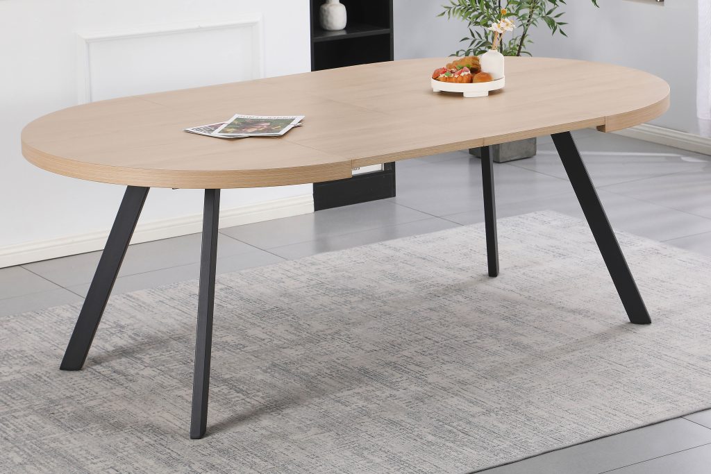 DOUGLAS apvalus išskleidžiamas stalas (LC120-1 Natural Wood)