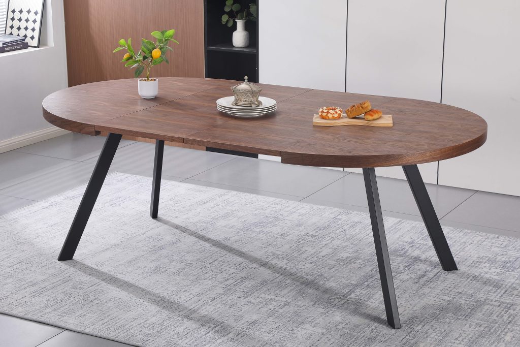 DOUGLAS apvalus išskleidžiamas stalas (Walnut)