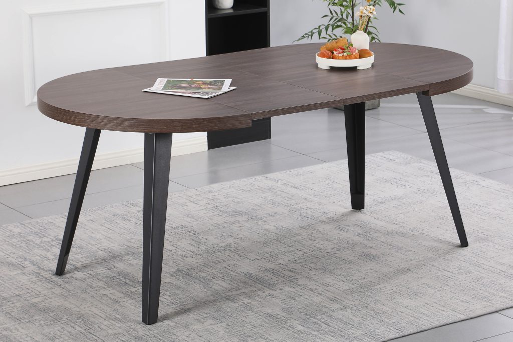 MITCHEL apvalus išskleidžiamas stalas (LC048 Dark Wood)