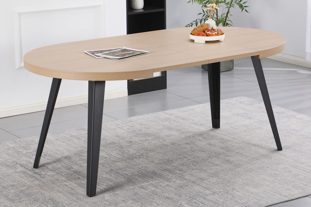 MITCHEL apvalus išskleidžiamas stalas (LC120-1 Natural Wood)