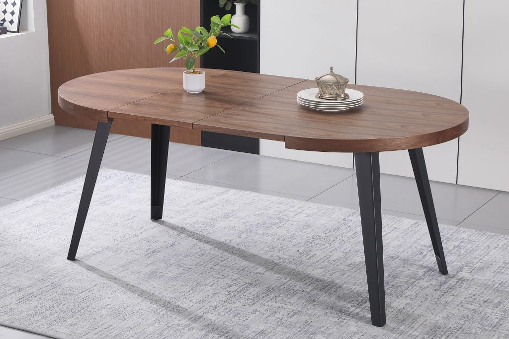 MITCHEL apvalus išskleidžiamas stalas (Walnut)