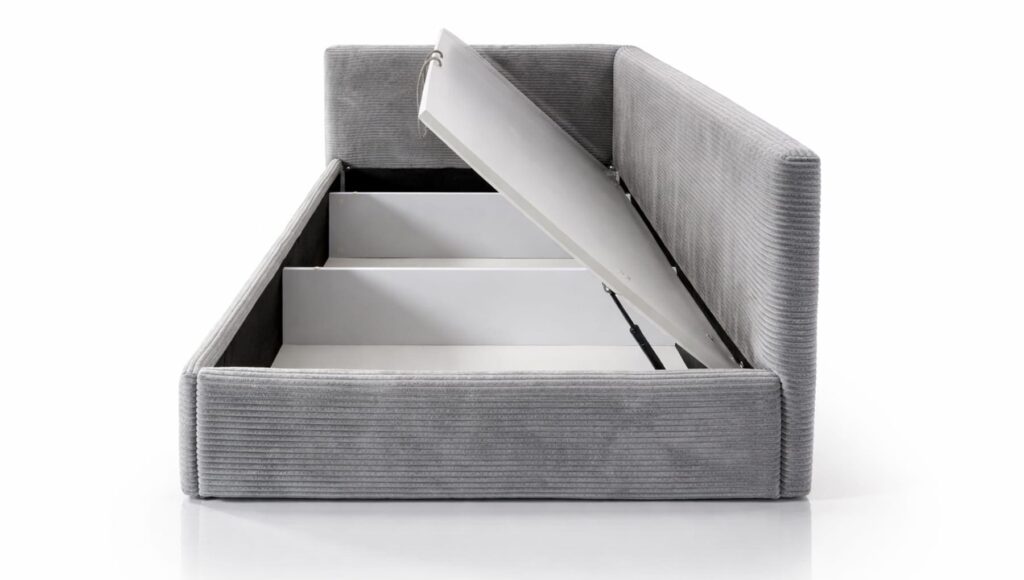 viengule lova boston plush maksobaldai pilka is sono